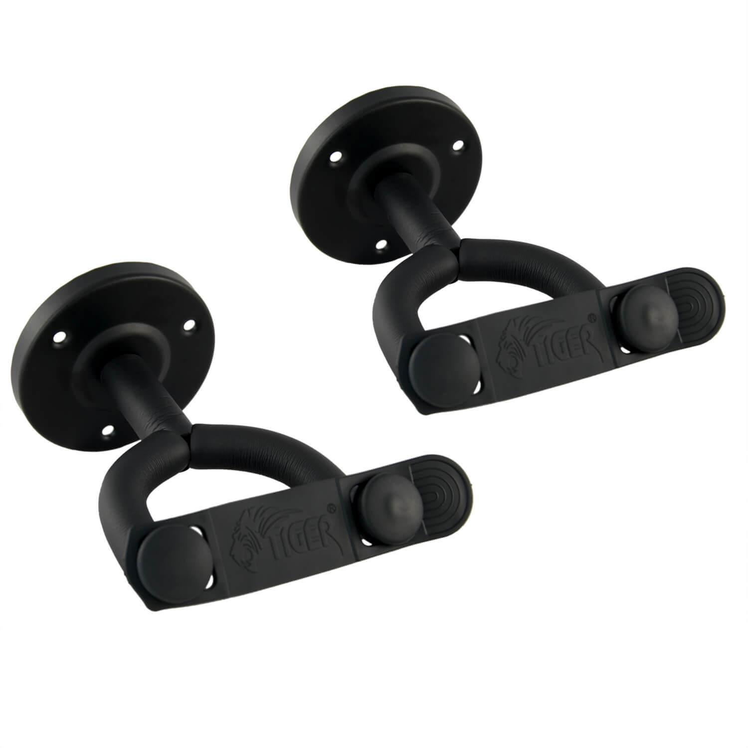 TIGER GST42-2-BK Guitar Wall Hangers Secure Wall Mount Hook | with Optional Securing Strap Pack of 2 - Image 2