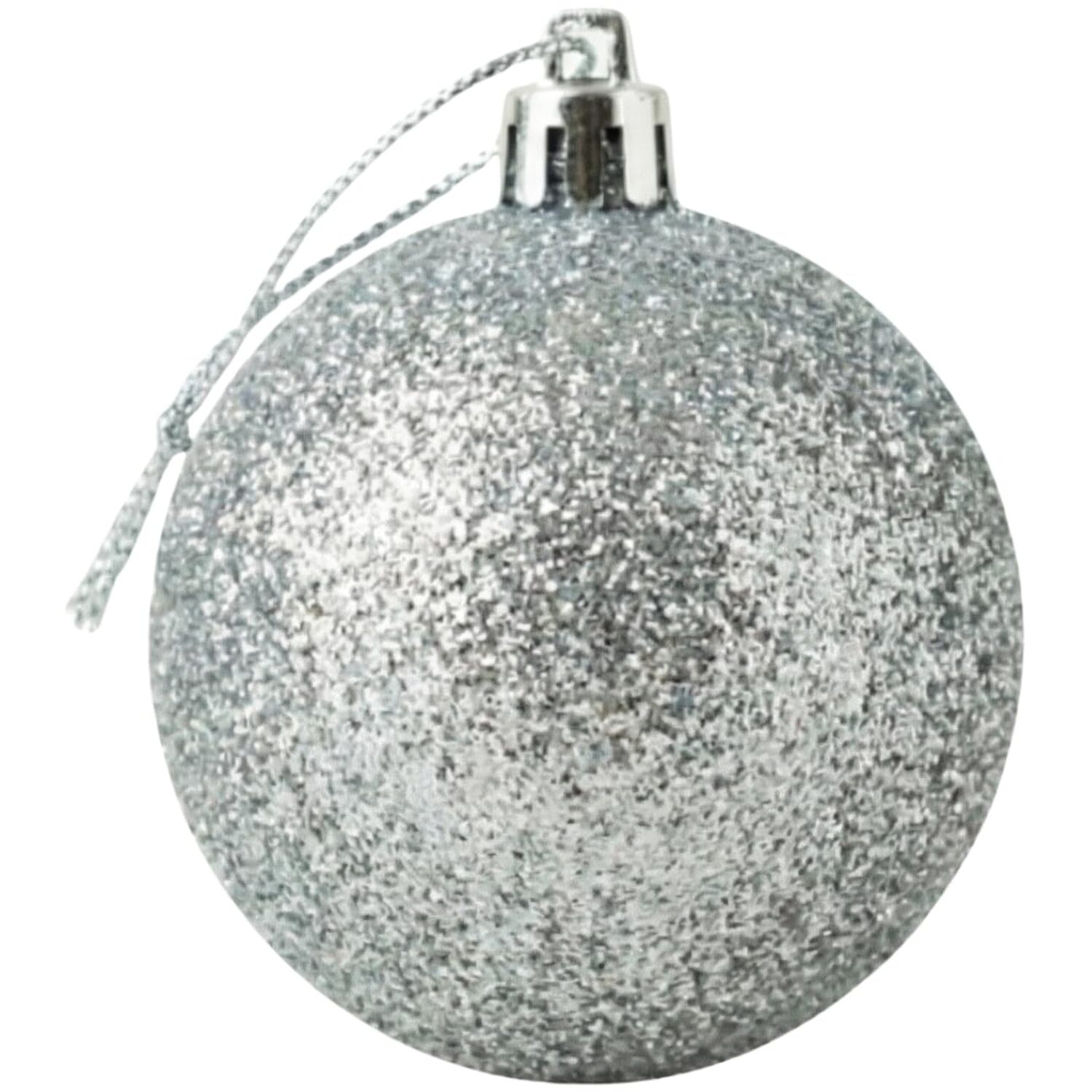 B&Q - 20Cm Silver Glitter Christmas BaubleChristmas Tree & Home Décor Ornament - Image 3
