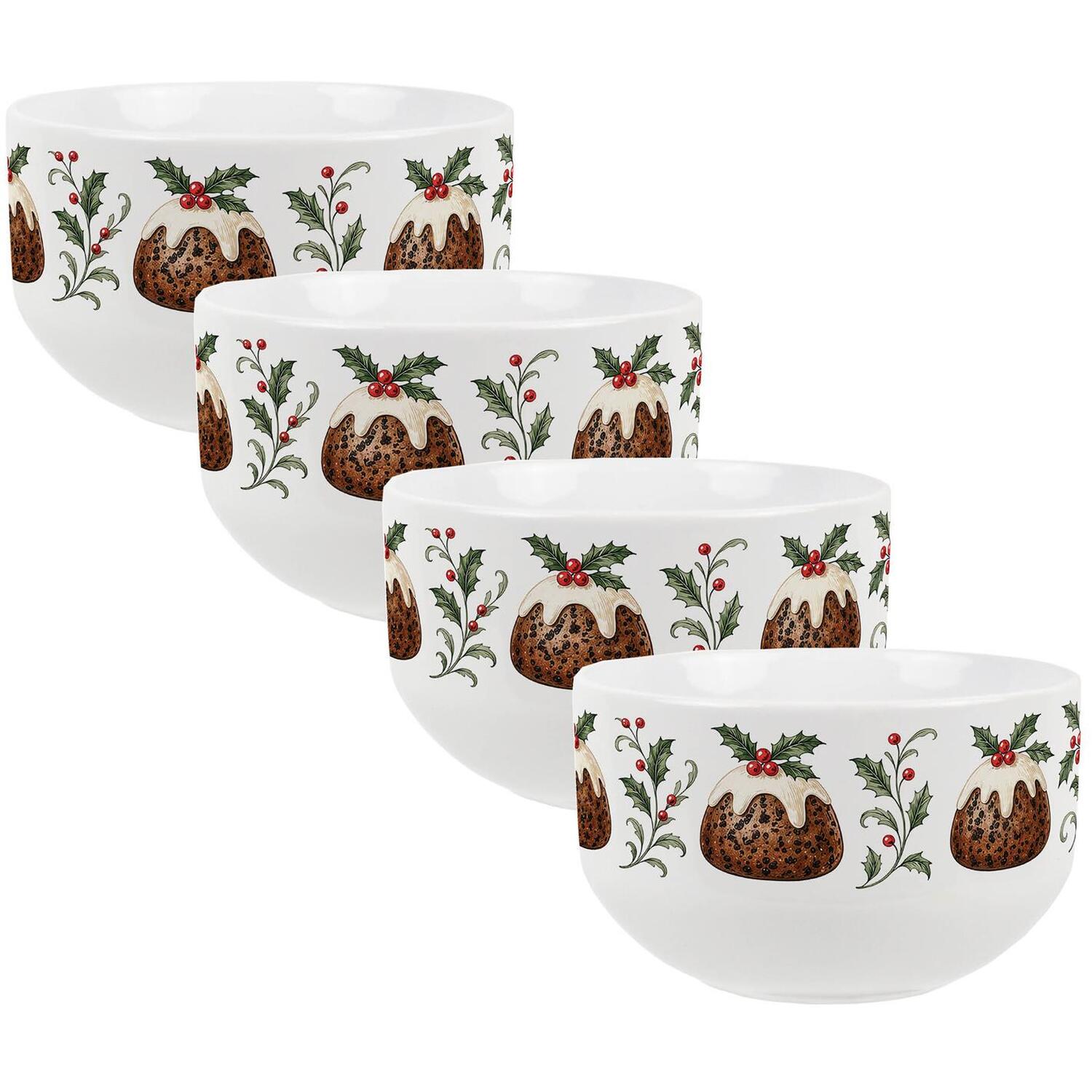 Purely Home Christmas Puddings Ceramic Dessert Bowls - Set Of 2 - White
