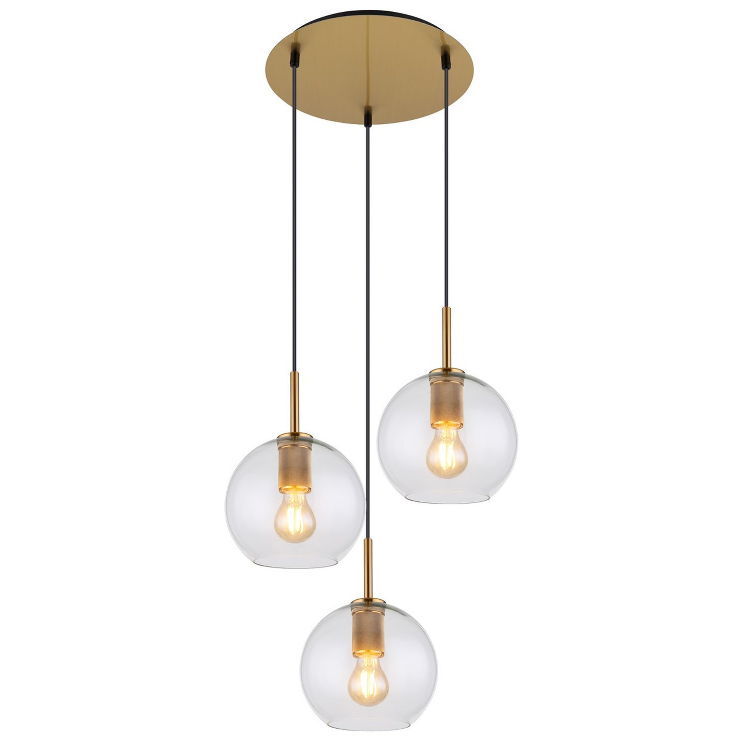 B&Q -  Luminosa Adara Cluster Pendant Ceiling Light Brass-Coloured Clear Glass Shade 3X E27 - Image 3