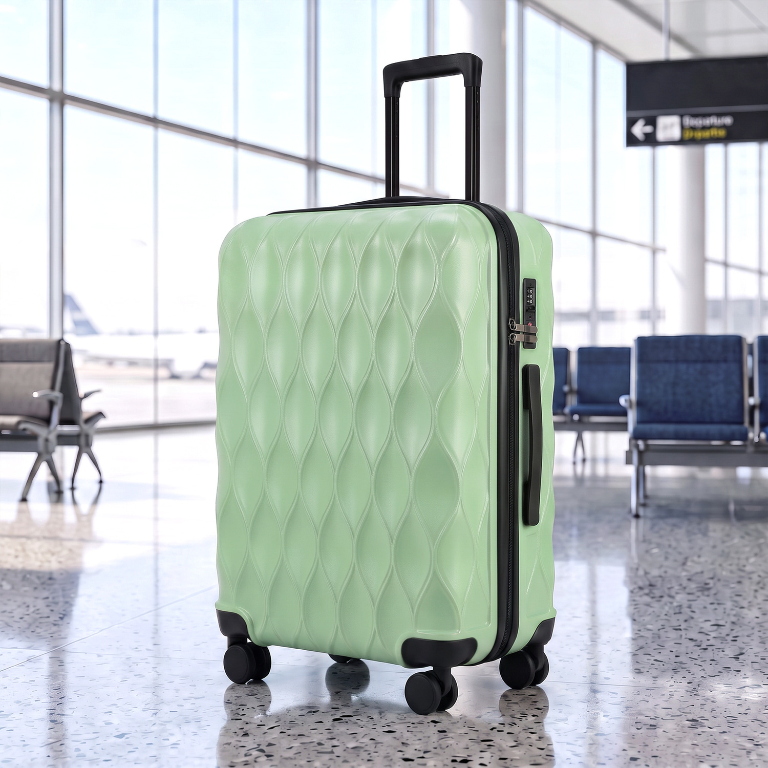 Homcom Unisex Green 24Inch Suitcase Hard Shell Checked Luggage With Tsa Lock, | : Medium - Image 3