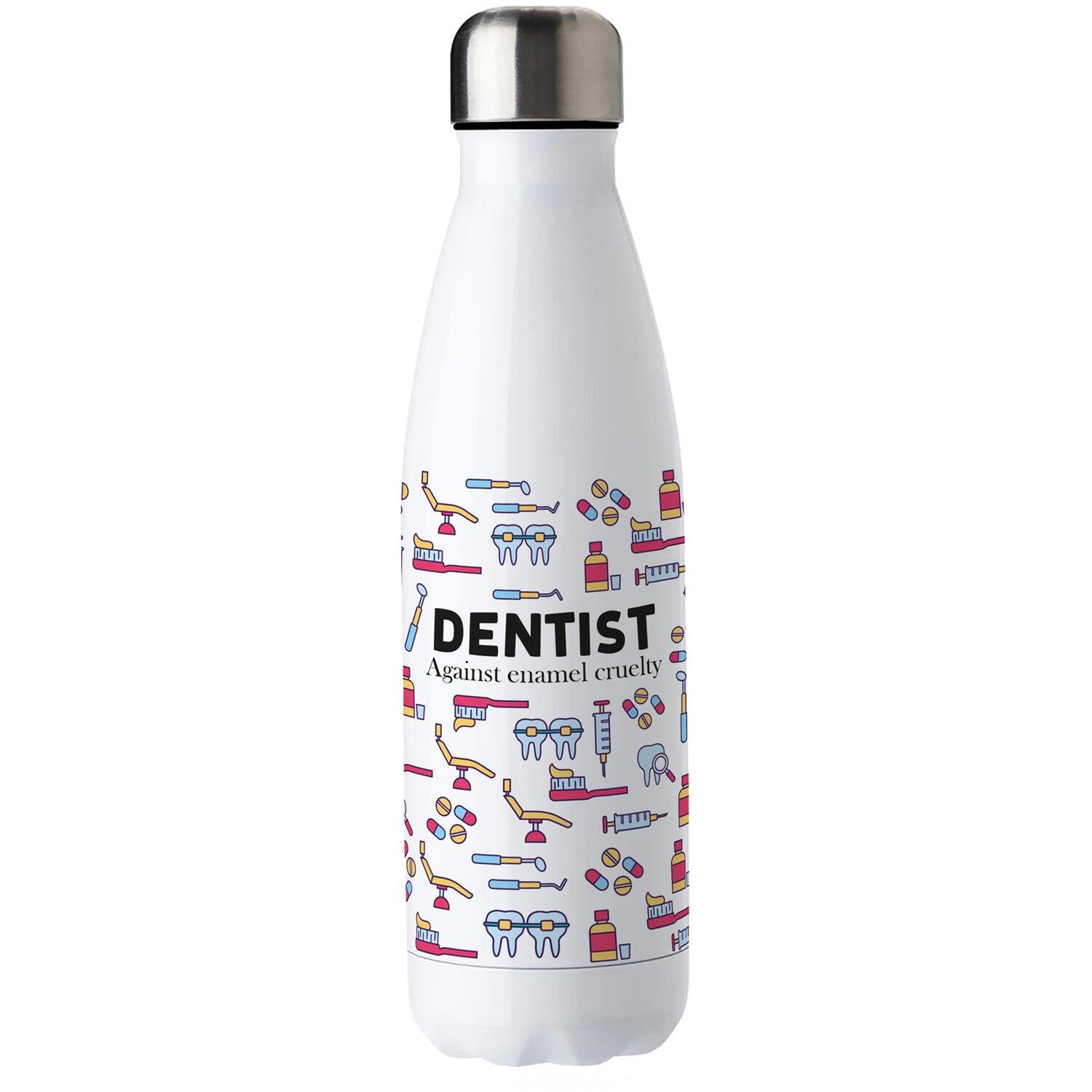 B&Q -  Novelty Dentist Water BottleStainless Steel Double Walled 500Ml Metal Hot/cold Drinks Bottle Outdoor Gifts - Image 3