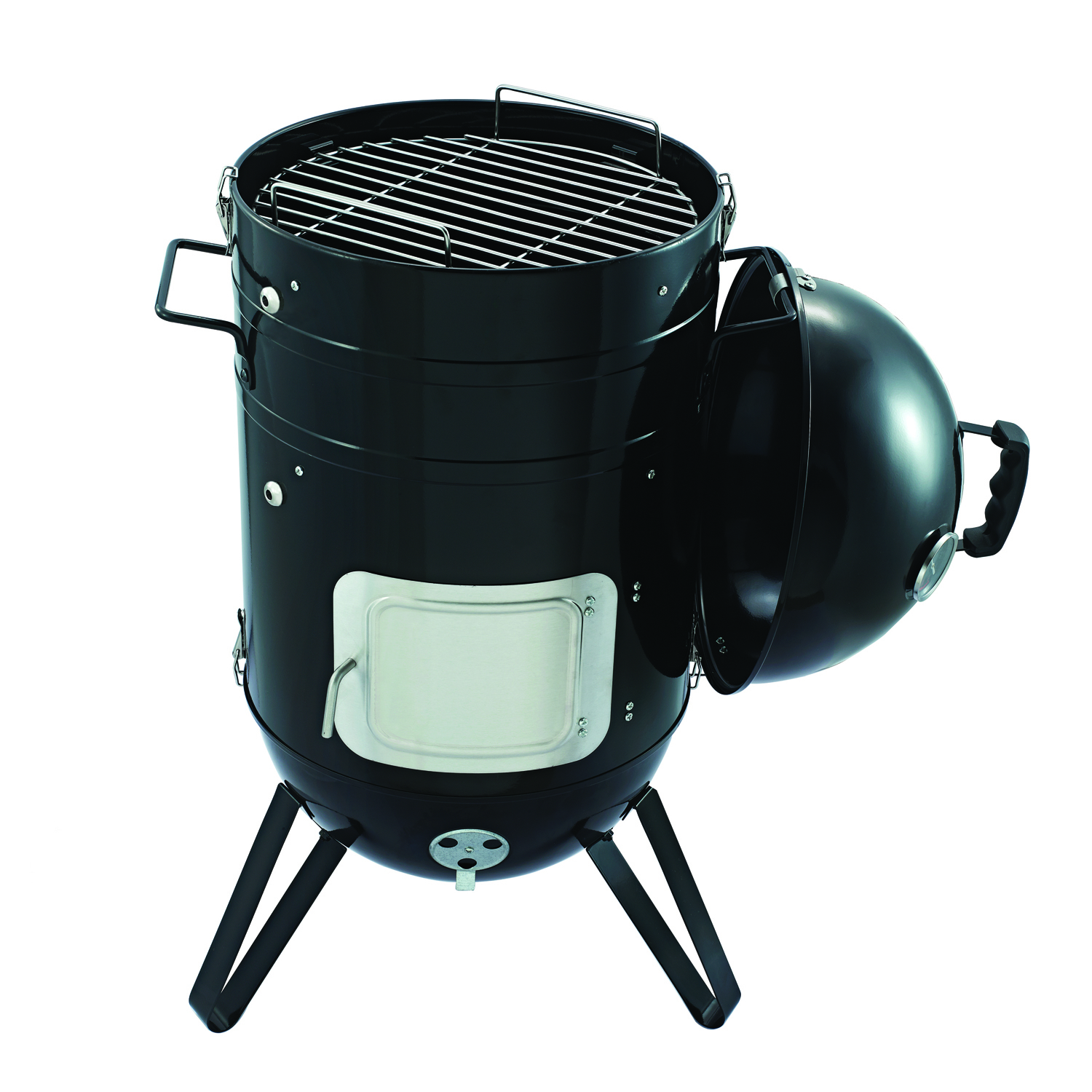 Premium Charcoal Smoker BBQ Grill with Hanging Rack - Black-172120