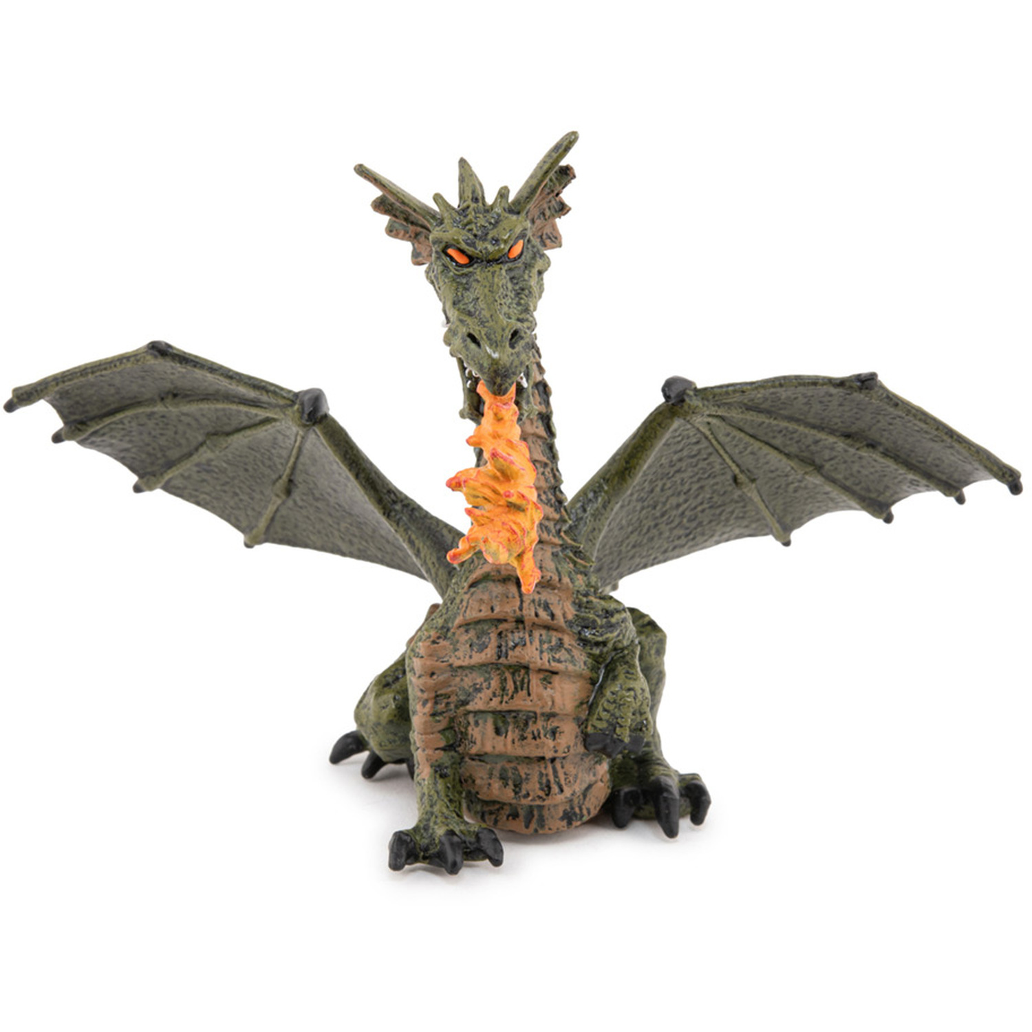 Image of PAPO The Enchanted World Green Winged Dragon with Flame Toy Figure - Green