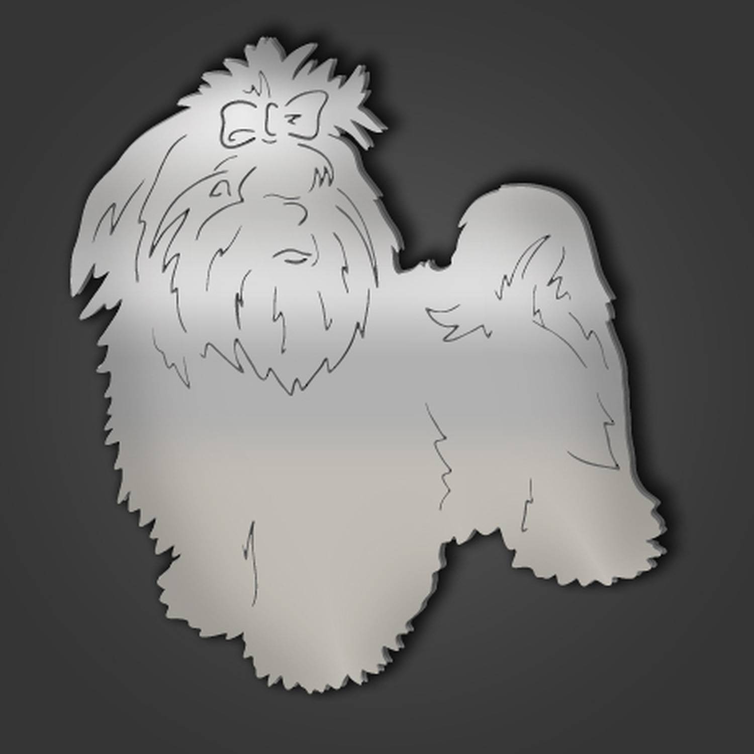 Shih Tzu Style 1 Silver Acrylic Mirror - Silver