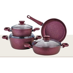 Evimsaray Defne Series 7-Piece Non-Stick Granite Cookware Set (Purple Colour)