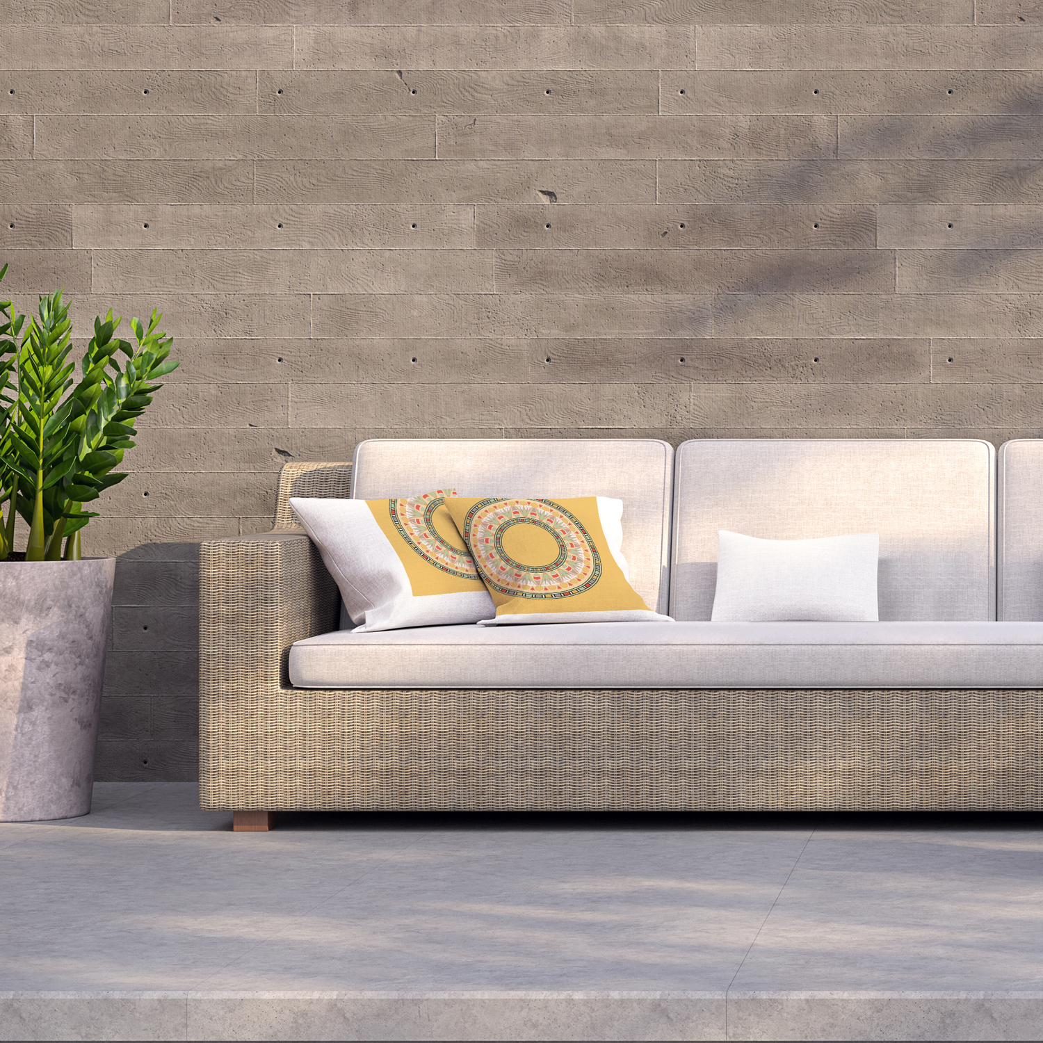 Circle Ornament Orange Outdoor Cushion - Orange / 60cm