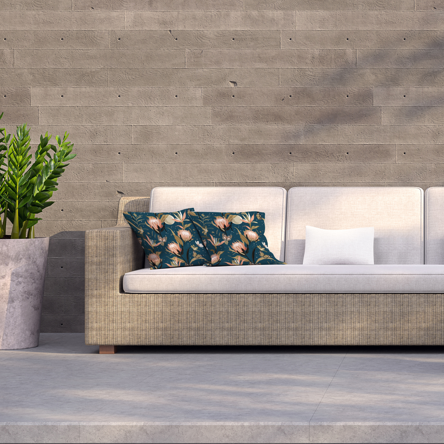 Protea Botanical Garden Outdoor Cushion - Blue / 60cm