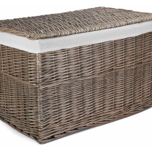 Taupe Wash Finish Storage Wicker Hamper Basket