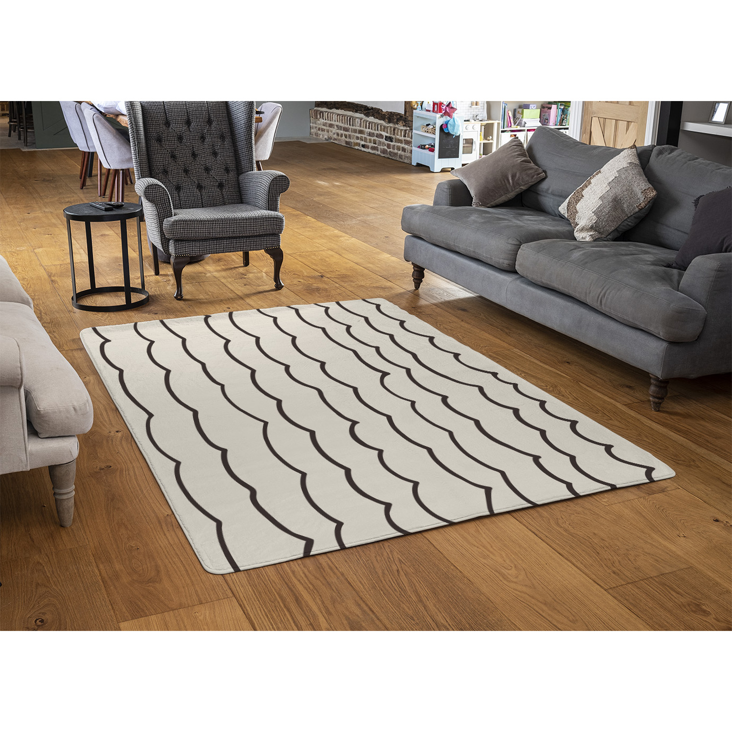 Wave Lines Rug - Black / 150cm thumbnail