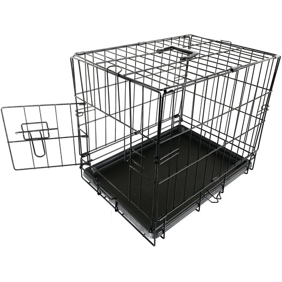 Pet Cage Folding Lockable Dog Black