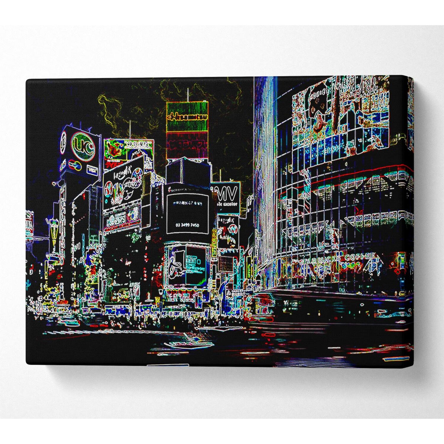 Wallart-Direct - London Night Life Canvas Print Wall Art - Yellow / 101.6cm thumbnail