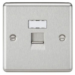 Knightsbridge RJ45 Network Outlet - Rounded Edge Brushed Chrome