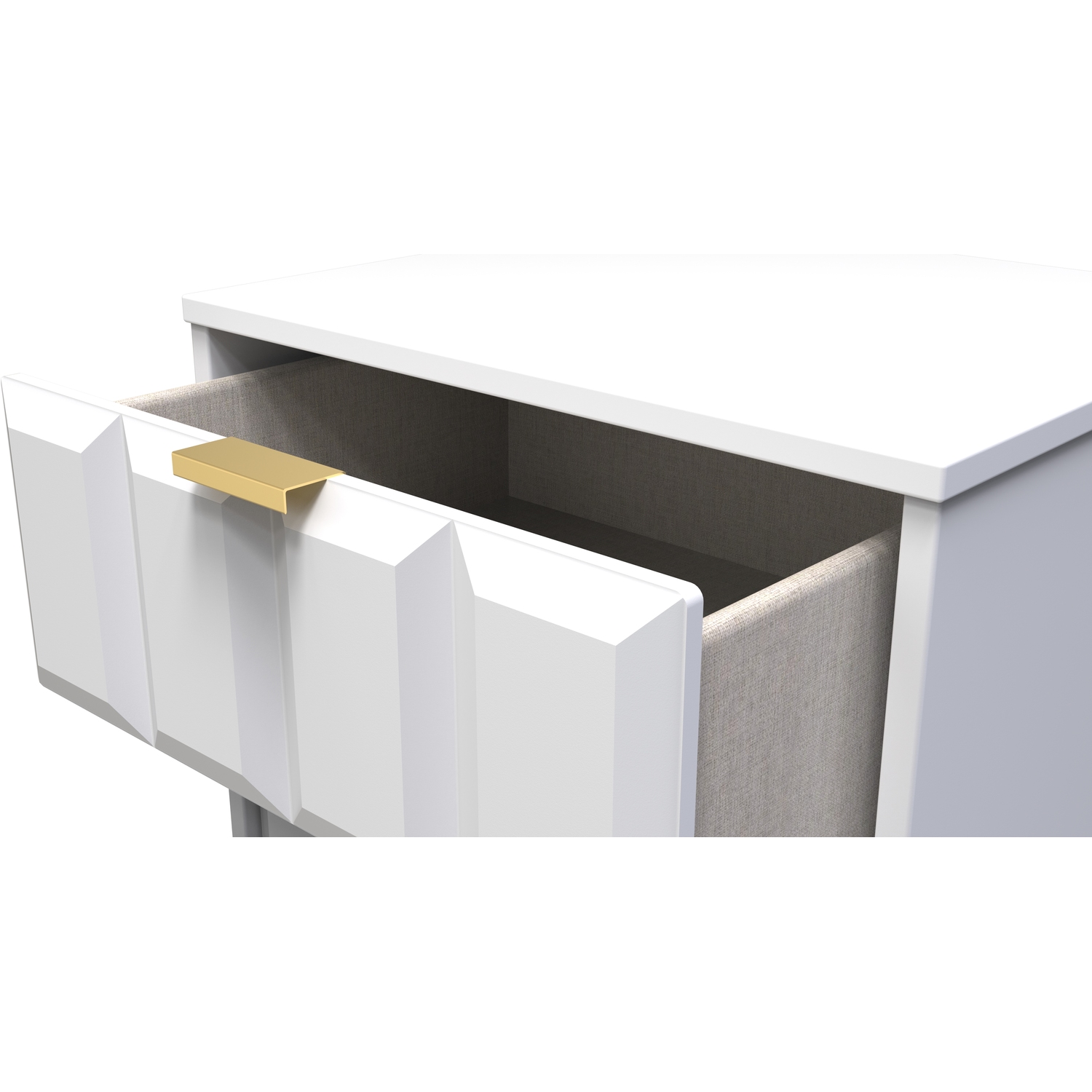 Cube Ready Assembled 5 Drawer Bedside Cabinet - White Matt
