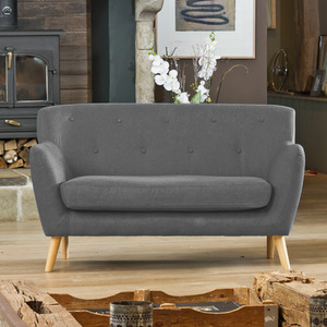 Lynwood 137cm Wide Scandi Style Hessian Fabric 2 Seat Sofa
