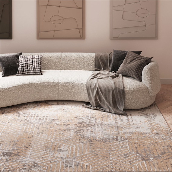 Distressed Abstract Geometric Motif Area Rug
