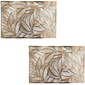 Set of 2 Floral Leaf Decorative Gold Placemats