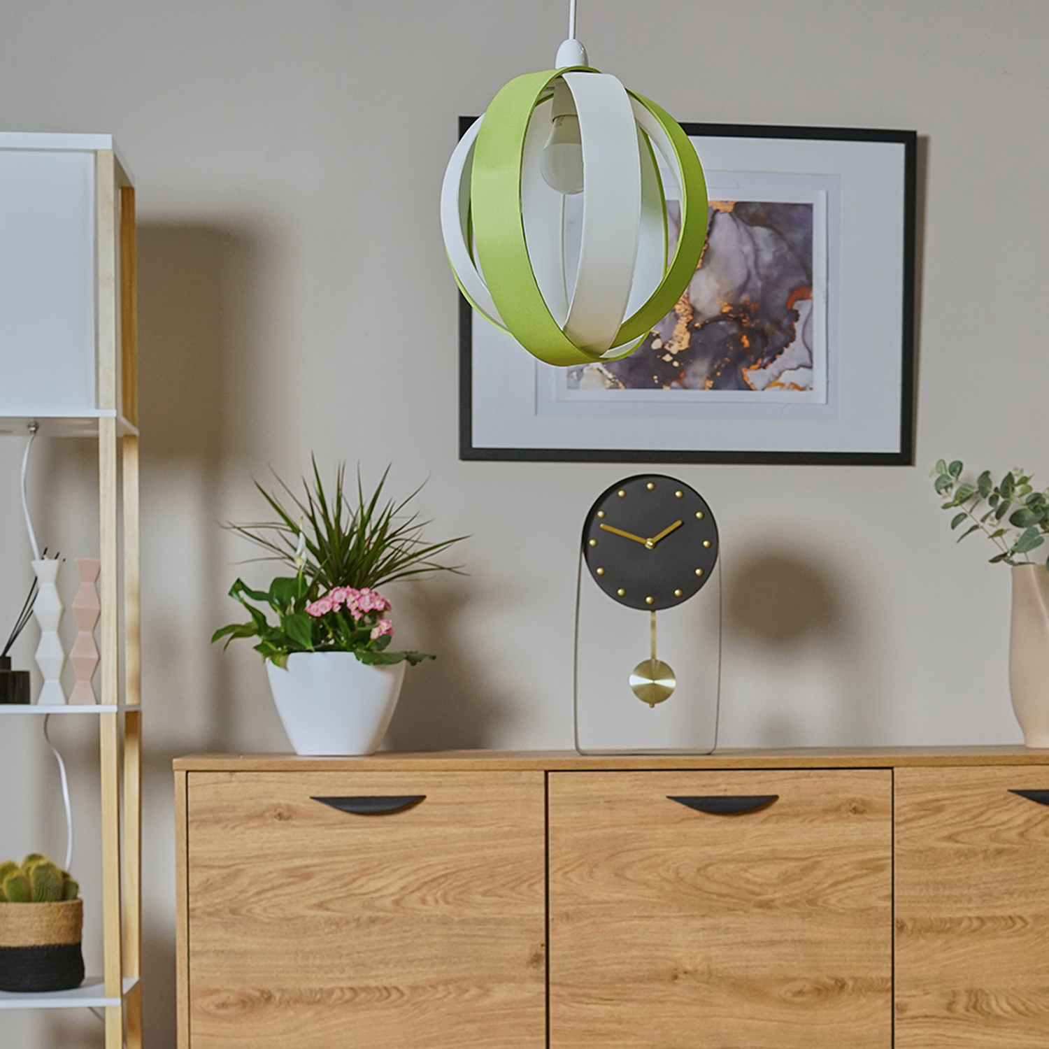 Image of Green Modern Fabric Globe Ceiling Pendant&hellip;