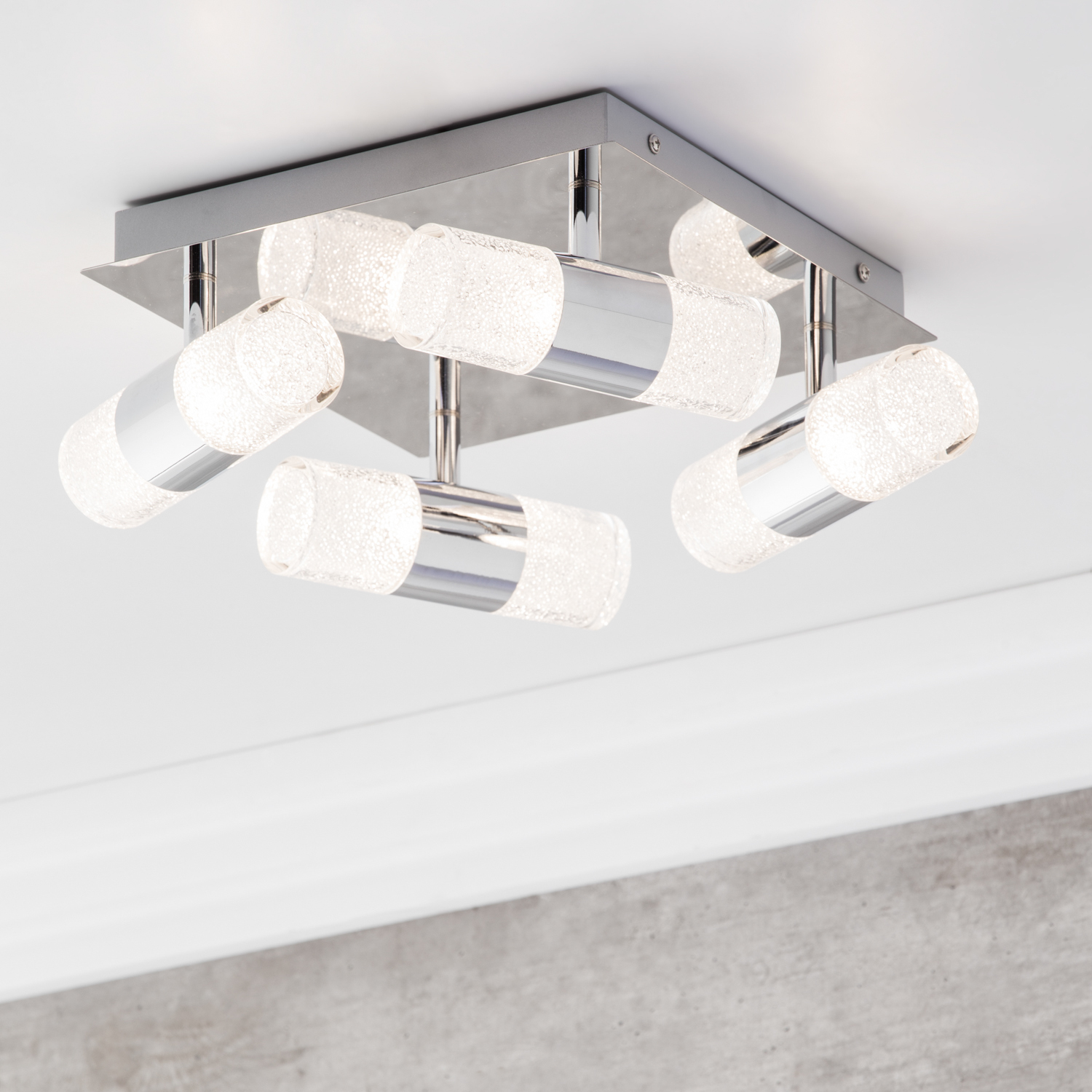 Settle Bathroom Led Flush Ceiling Spotlight Plate - Chrome