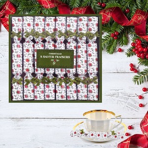 8 Green Poinsettia Mini Saucer Christmas Crackers