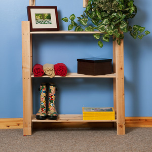 Natural Pine / 30cm / 90cm Pine Pre Sanded Slatted Shelf Unit shot 4571340