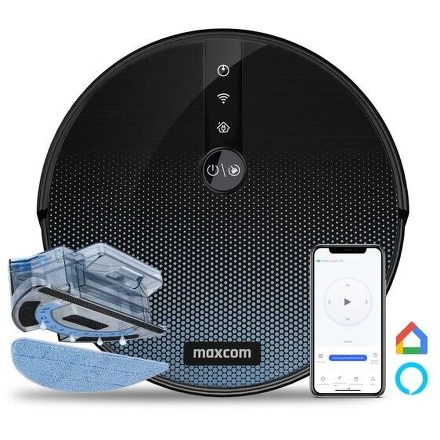 Image of Robot Vacuum Cleaner with Mop, Floor Mop and Vacuum - Black