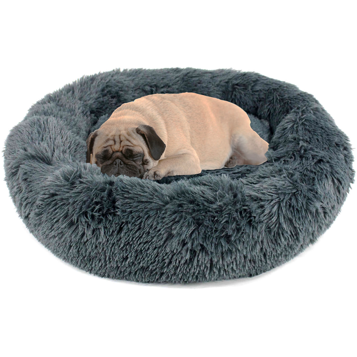 Fluffy Dog Bed in Dark Grey