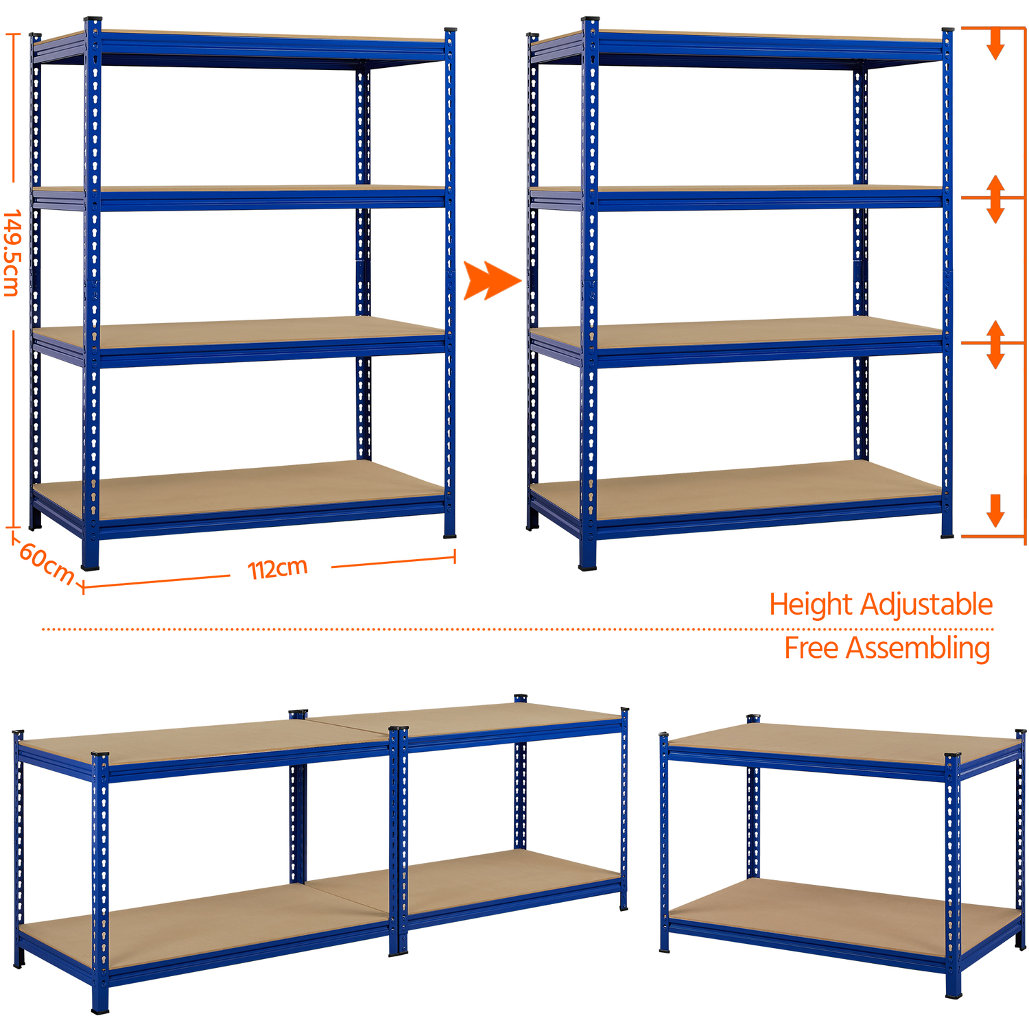 4-tier Adjustable Multipurpose Storage Shelf - Blue