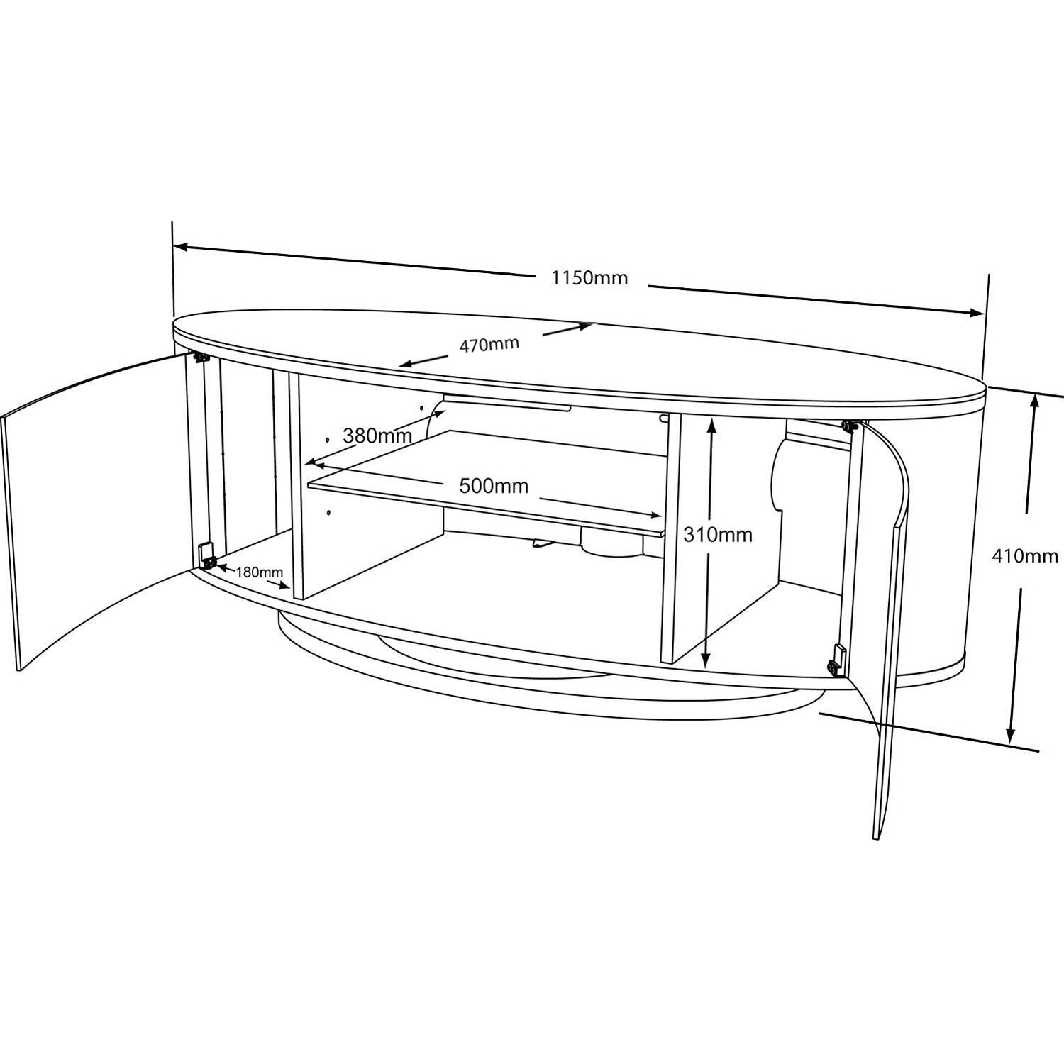Luna Swivel Base Tv Cabinet - Black Oak