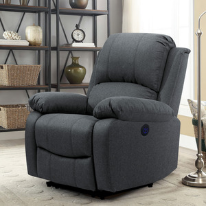Dark Grey / 1 / Linen Fabric Electric Recliner Sofa Set, 3 Seater, 2 Seater and Chair  shot 5889575