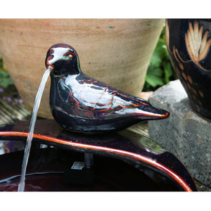 Red Glazed Ceramic Dove Spout Design Solar Powered Water Feature shot 5890758