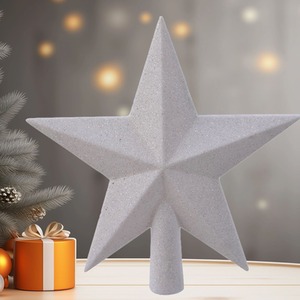 Winter White Christmas Tree Topper Star White Glitter Decoration 19cm