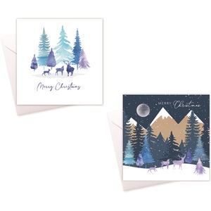 20 Christmas Cards Blue Forest Reindeer Cards With Envelopes