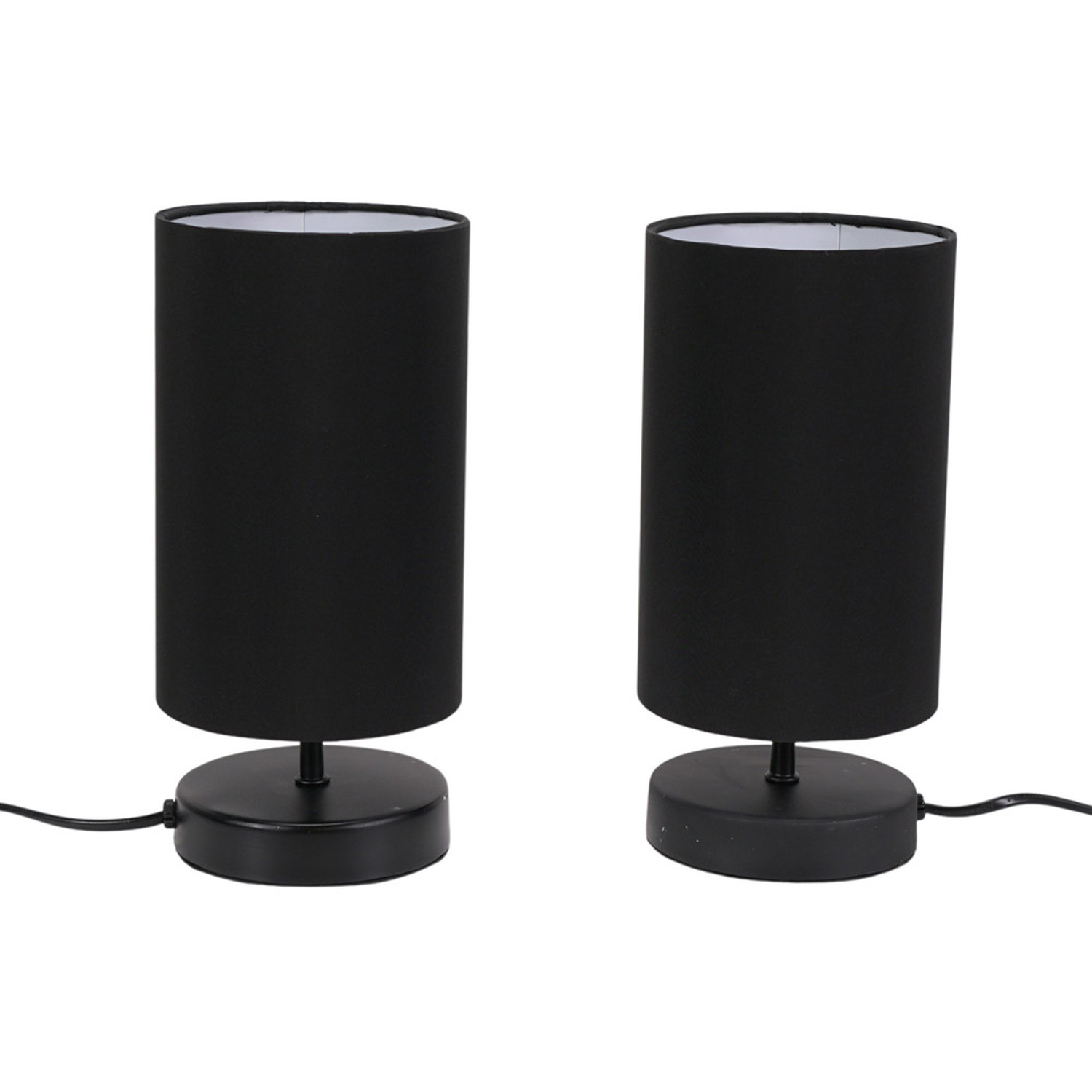 Pair Francis Matte Black Touch Table Lamp with Shade with LED Bulbs - Black