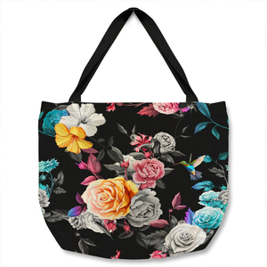 Humming Bird Roses Peony With Leaves Tote bag