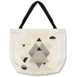 Pink  Grey Geometric Triangles Tote bag