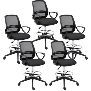 Ergonomic Mesh Back Drafting Chairs Set of 5