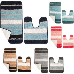 Bath Mat Sets Stripe Rubber Back