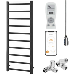 Anthracite / 120cm Alpine Wifi Dual Fuel Heated Towel Rail, Chrome shot 6501099