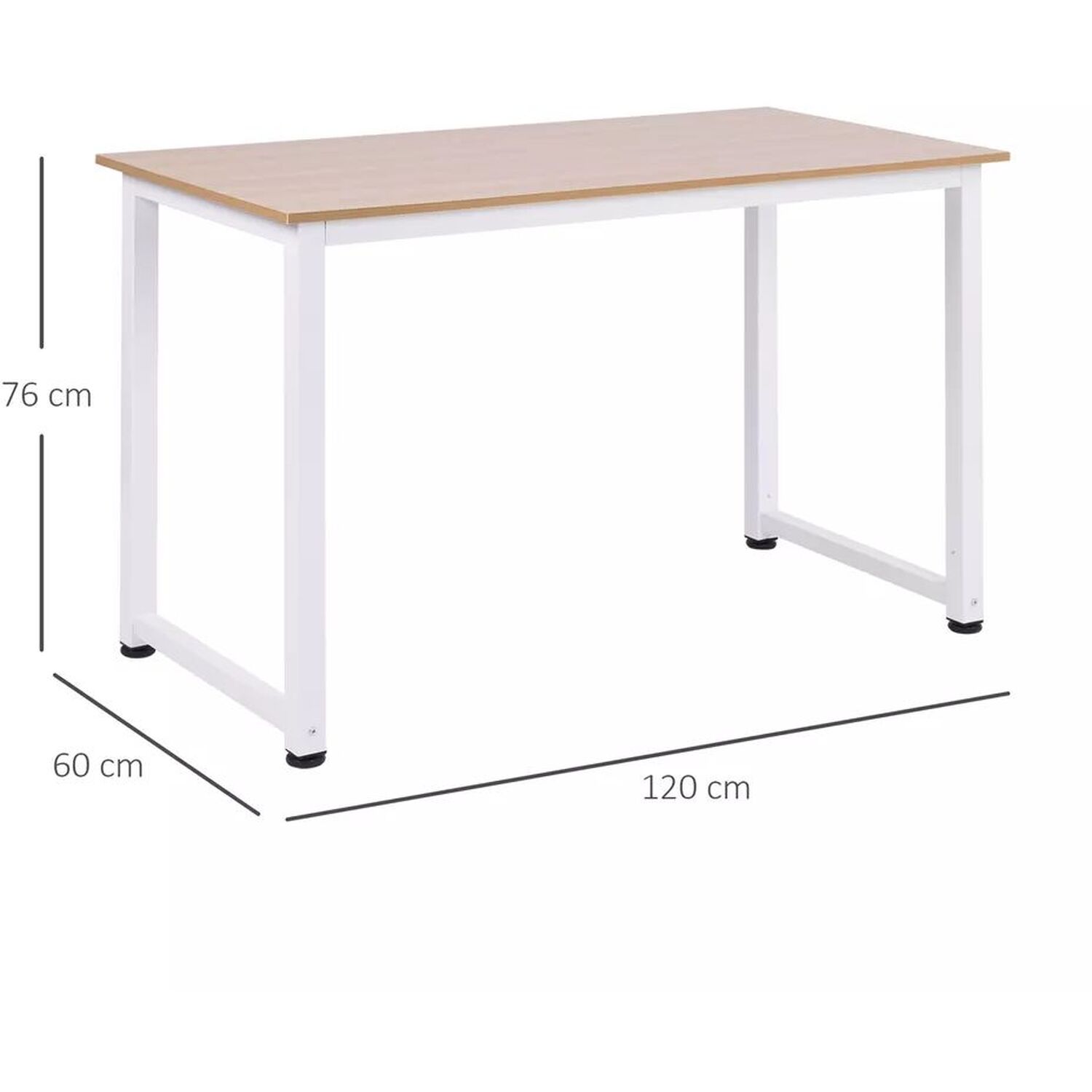 Rectangular Computer Desk - White And Natural