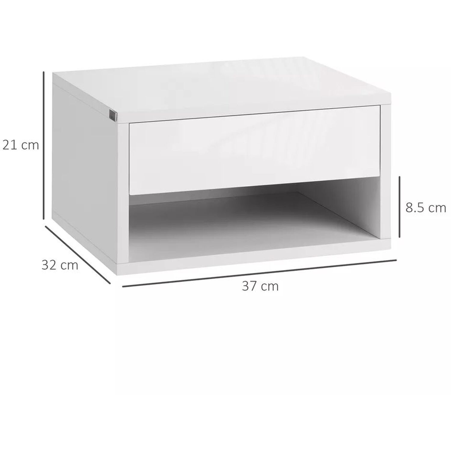Floating Shelves With Drawer - White