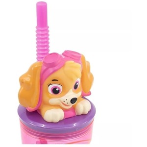 Paw Patrol Girl Figurine Glass Tumbler With Straw 360ML