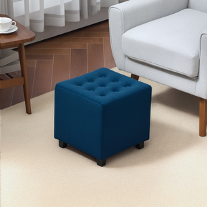 HOMCOM Square Footstool Small Ottoman with Padded Seat