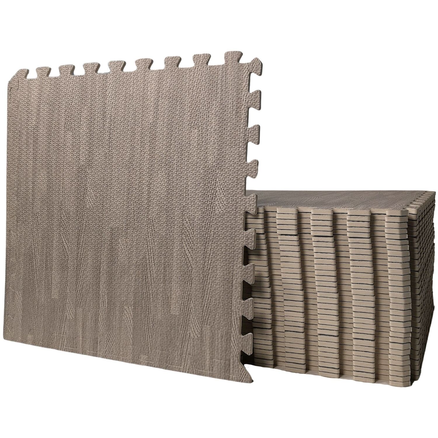 Grey Wood Effect Foam Floor Protective Tiles Mats 60x60cm Sets - Grey / 5.76sqm