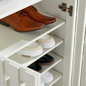 White Halden Shoe Storage 3 Door Slatted Front Cabinet Unit  shot 7647921
