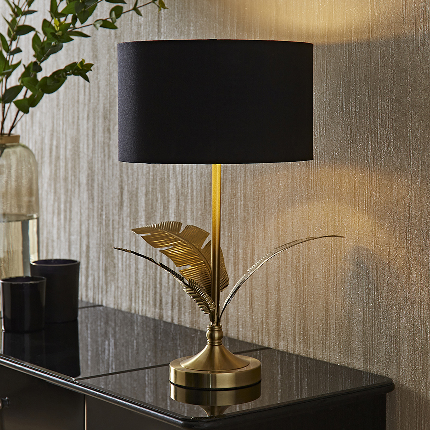Image of Christina Palm Leaf Table Lamp with&hellip;