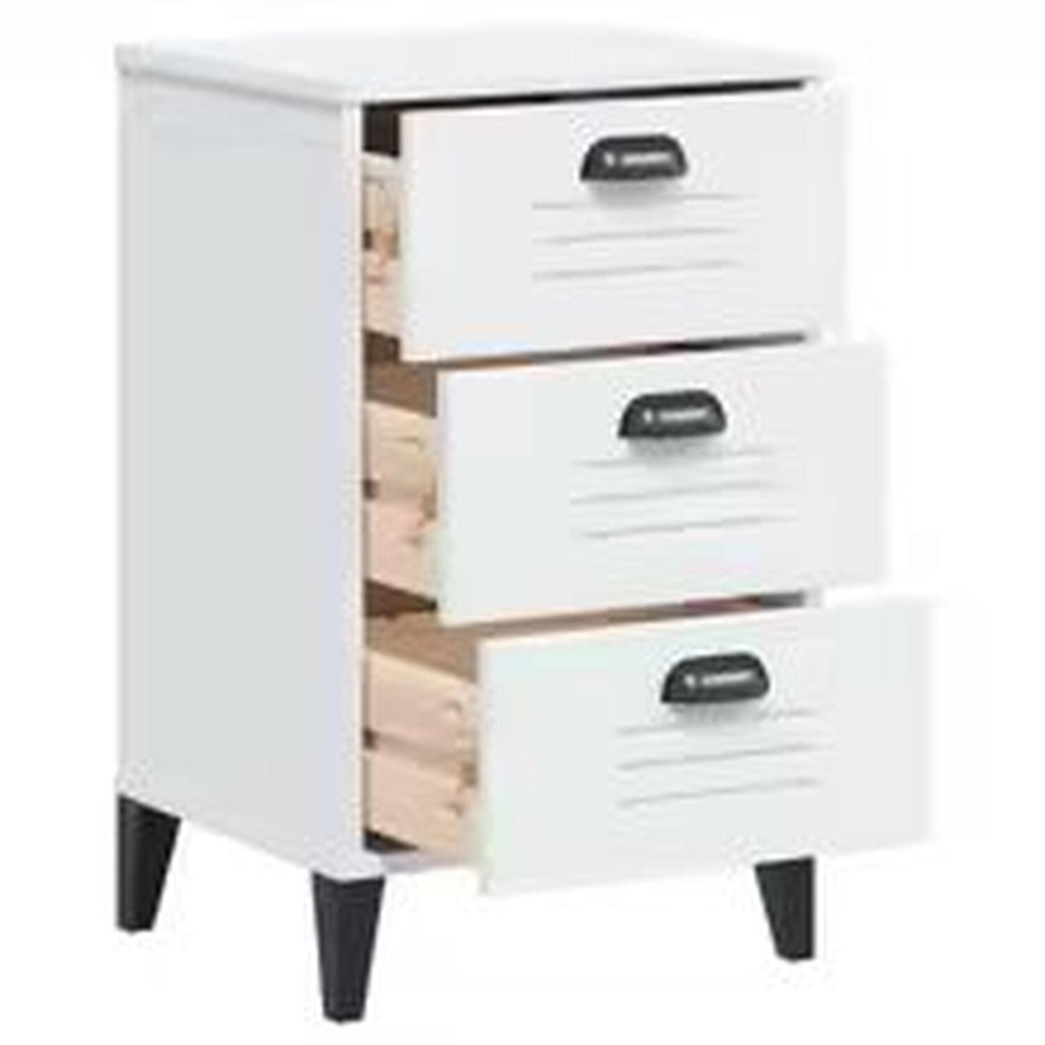 Bedside Cabinet With 3 Drawers - White