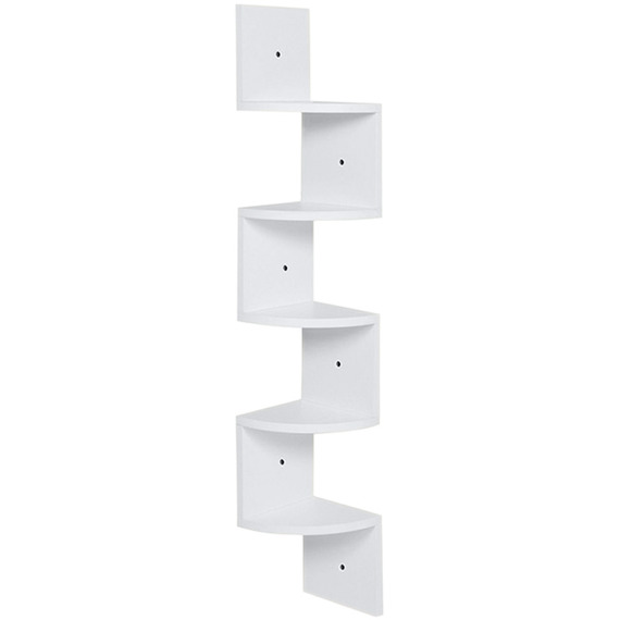 Livingandhome 5-Tier Wooden Zigzag Floating Corner Shelf