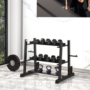 SPORTNOW 3-Tier Versatile Weight Rack with 4 Weight Rods