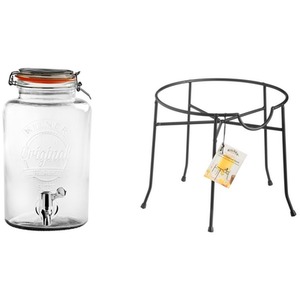 5L Kilner Glass Drinks Dispenser plus Metal Stand Rack Cocktails